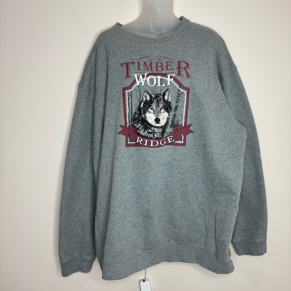 wolf timber lodge Other - Timber Wolf Ridge Oversized y2K cozy Gray Grey Crewneck Sweatshirt 2XL